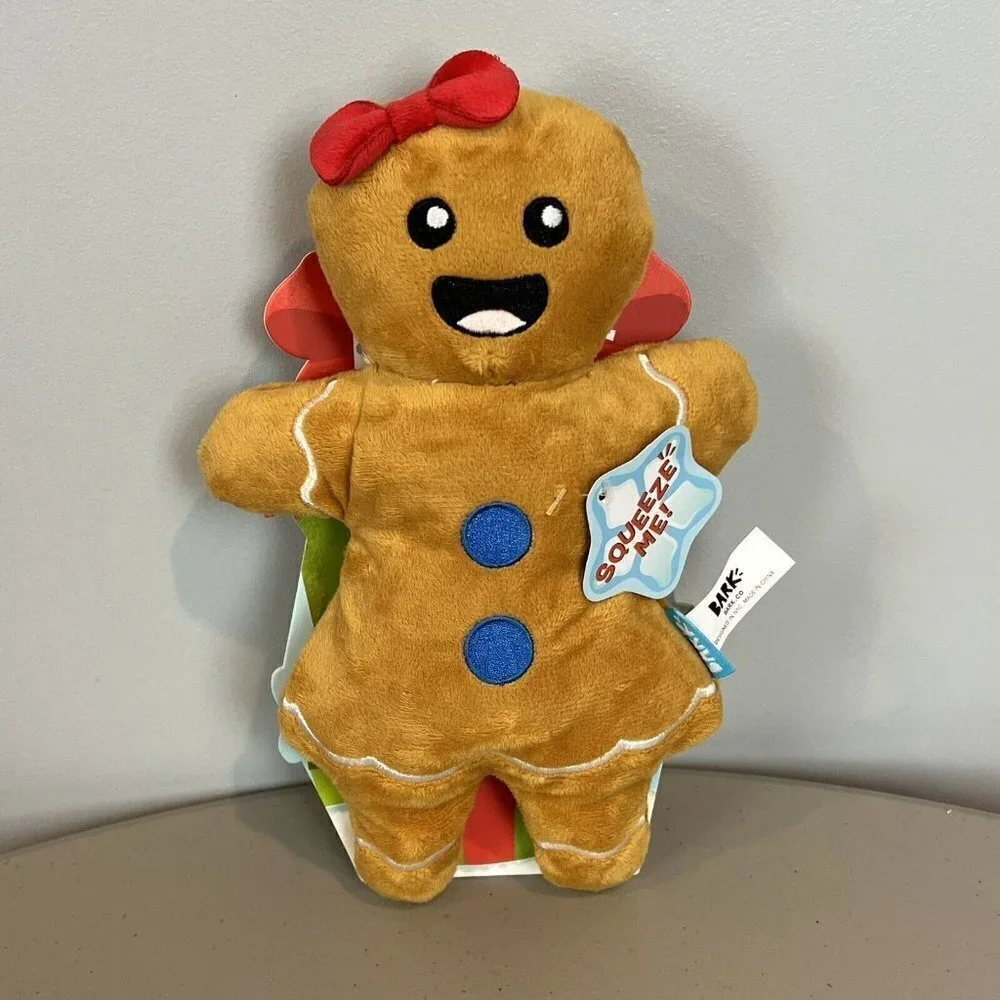 BARK Gnawty or Nice Gingerbroad Gingerbread Girl Christmas Dog Toy New Barkbox